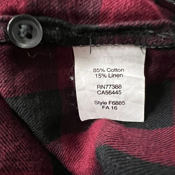 Madewell Cotton Linen Check Print Ruffle Hem Top Size Medium - Picture 9 of 11